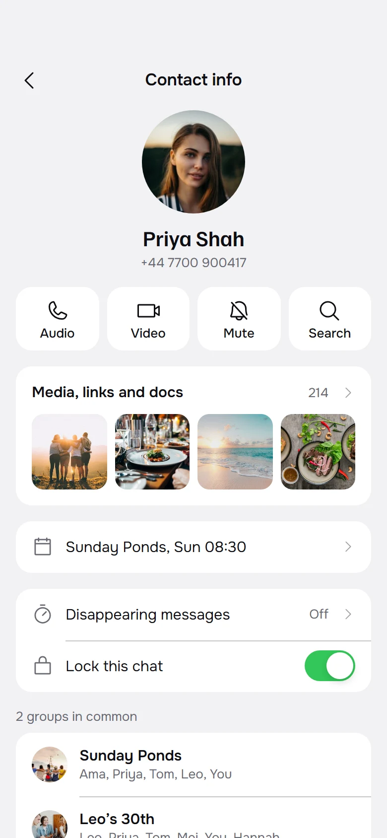 Natter Contact Info preview
