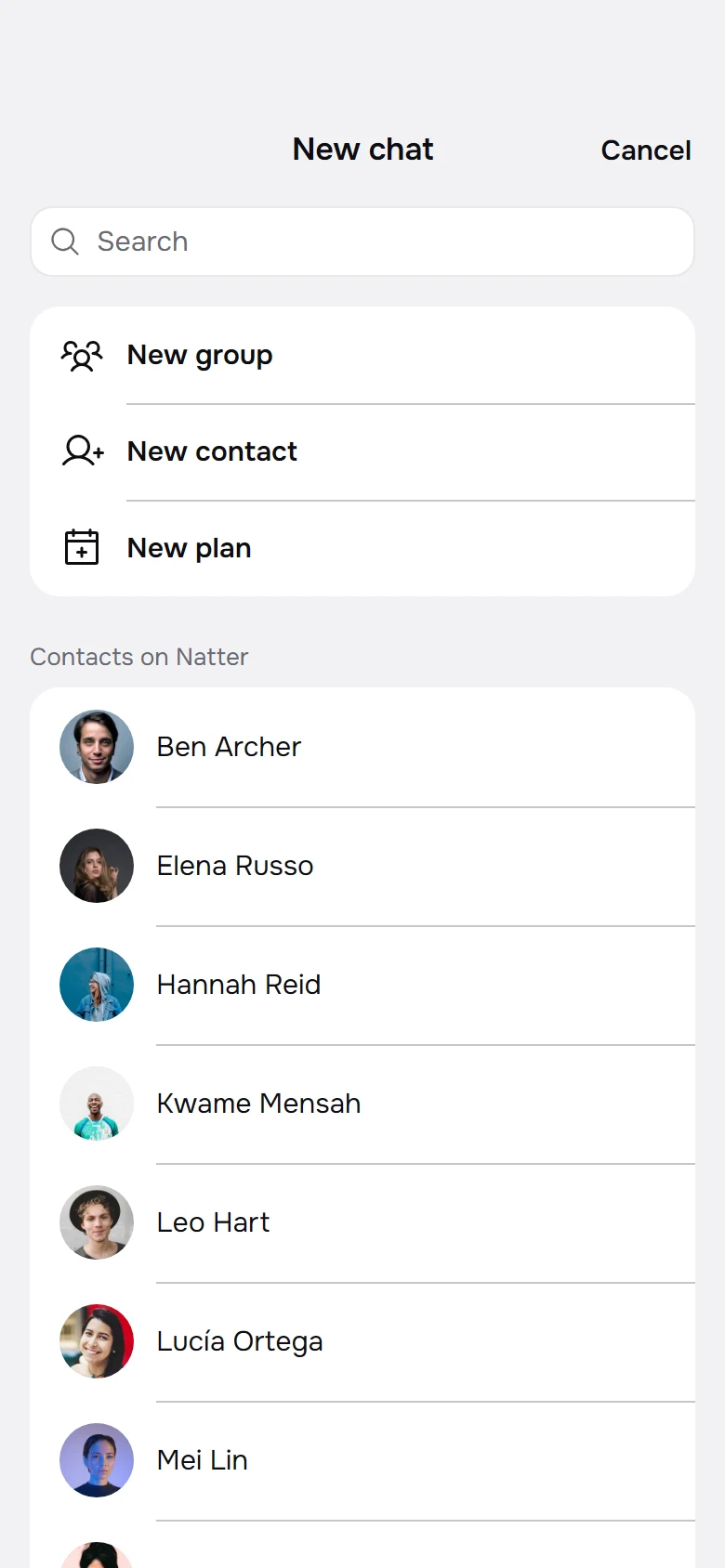 Natter New Chat preview