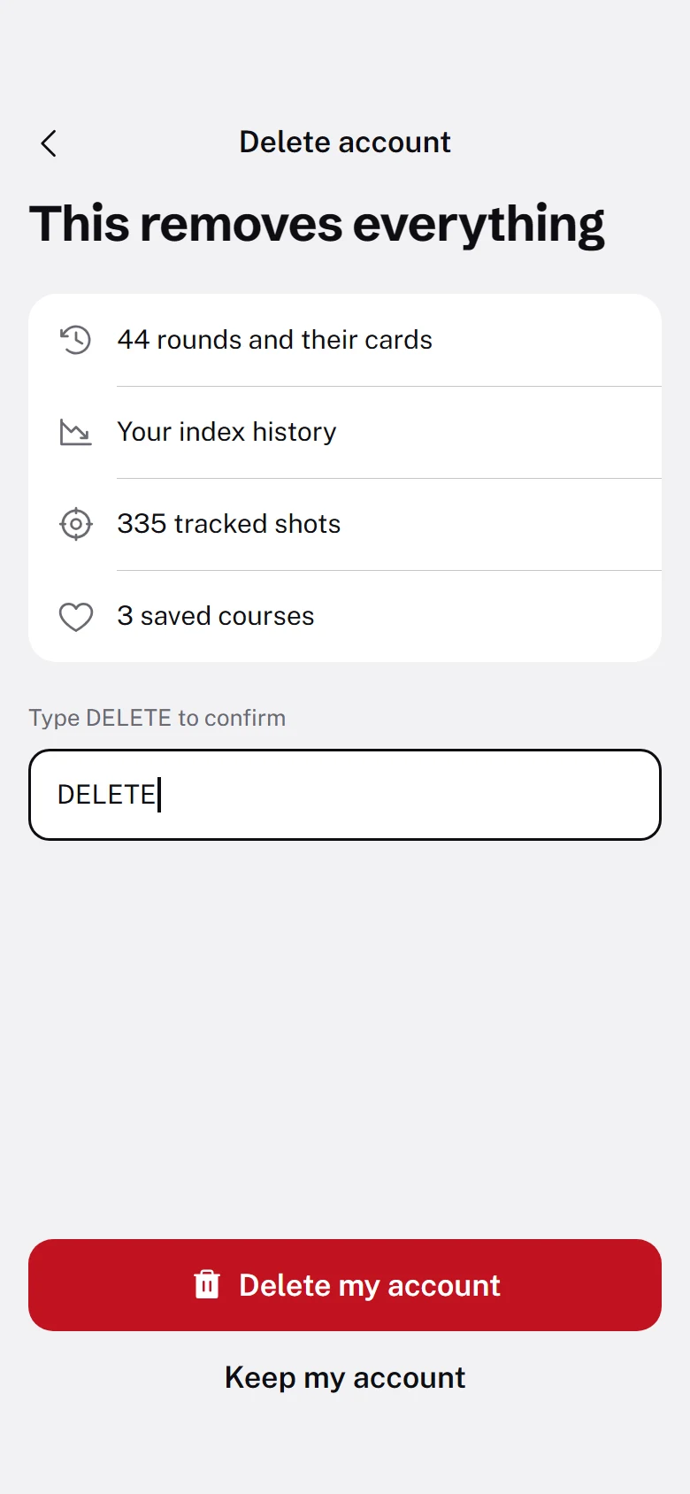 Niblick Delete Account preview