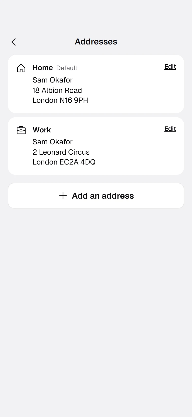 Nimbus Store Addresses preview