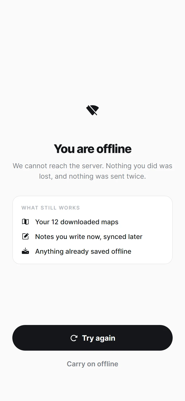Prévia de Offline Error