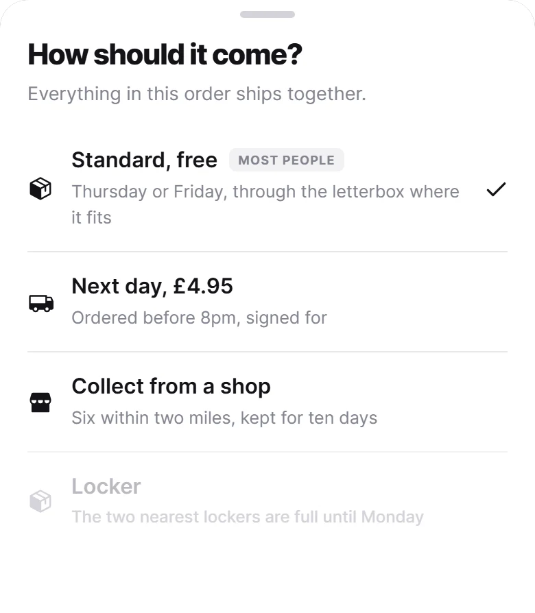 Options Sheet preview