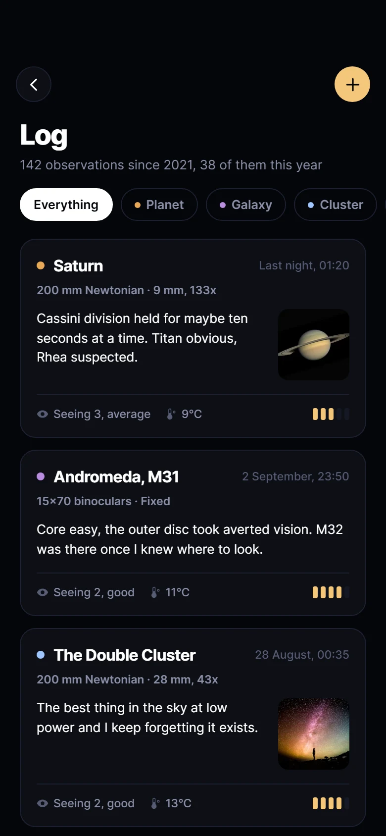 Orrery Observation Log preview