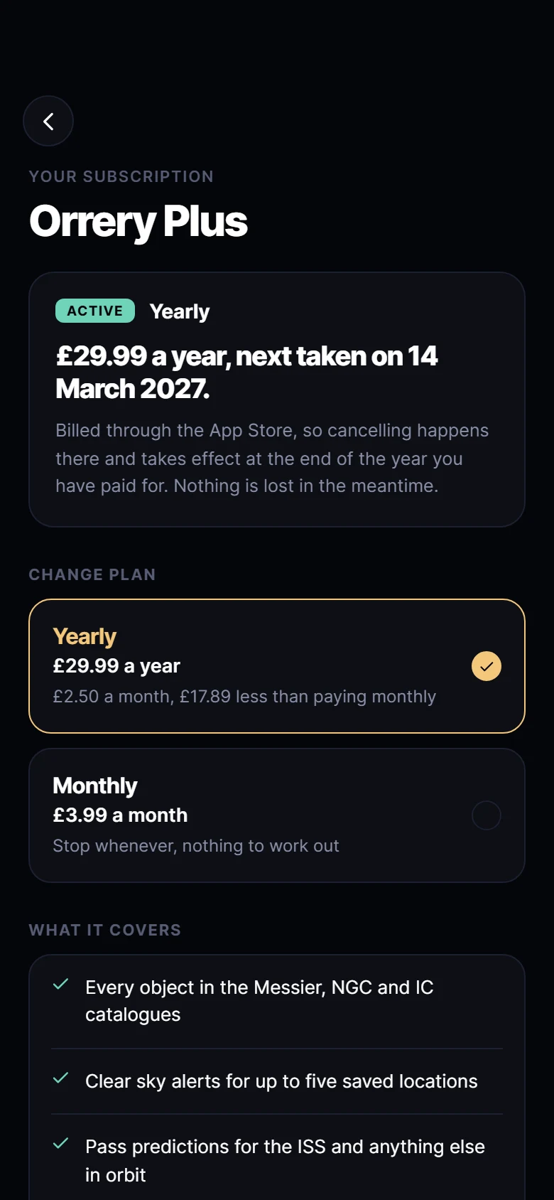 Orrery Subscription preview
