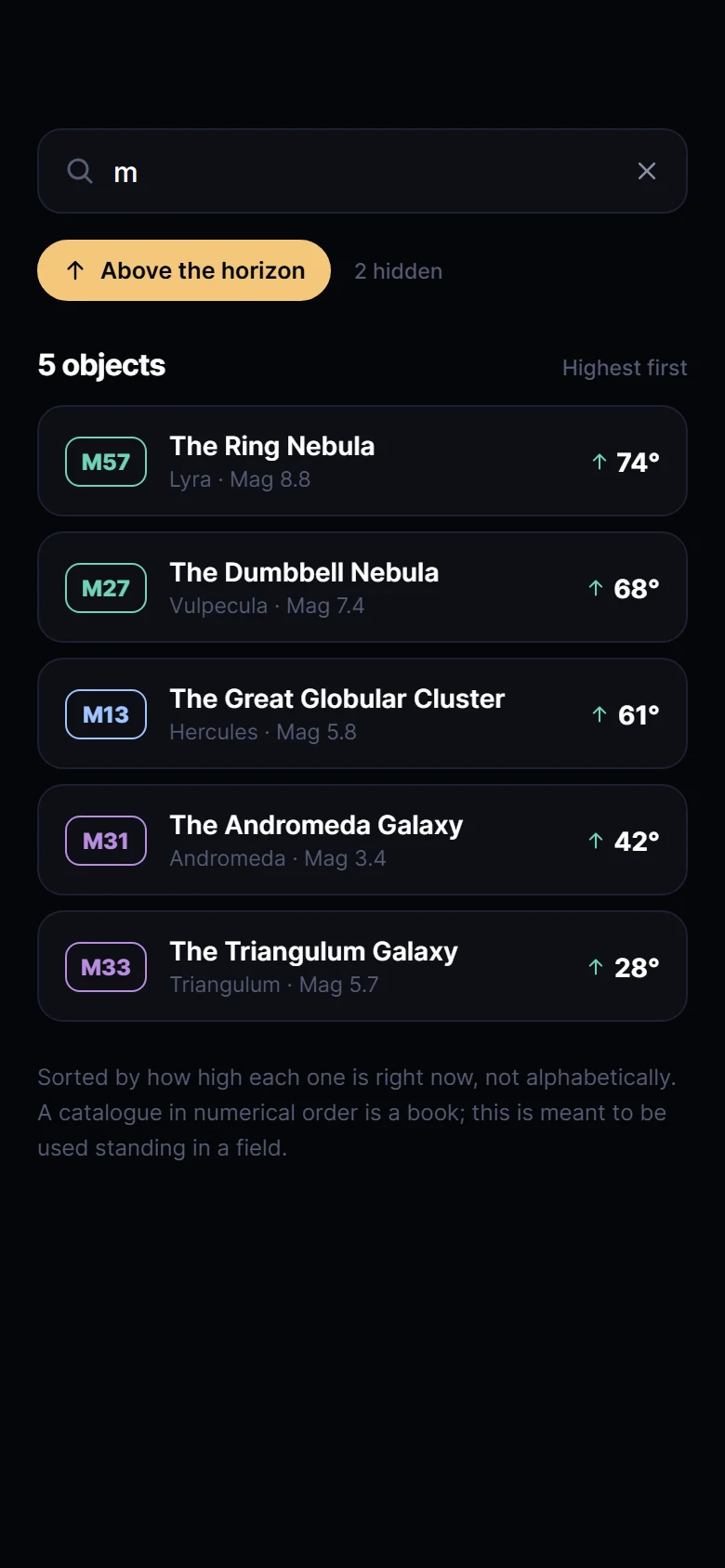 Orrery Catalogue Search preview