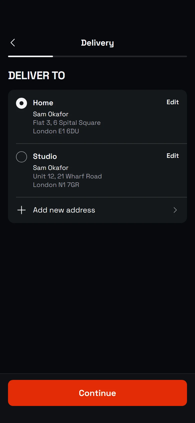 Pace Store Delivery Address preview
