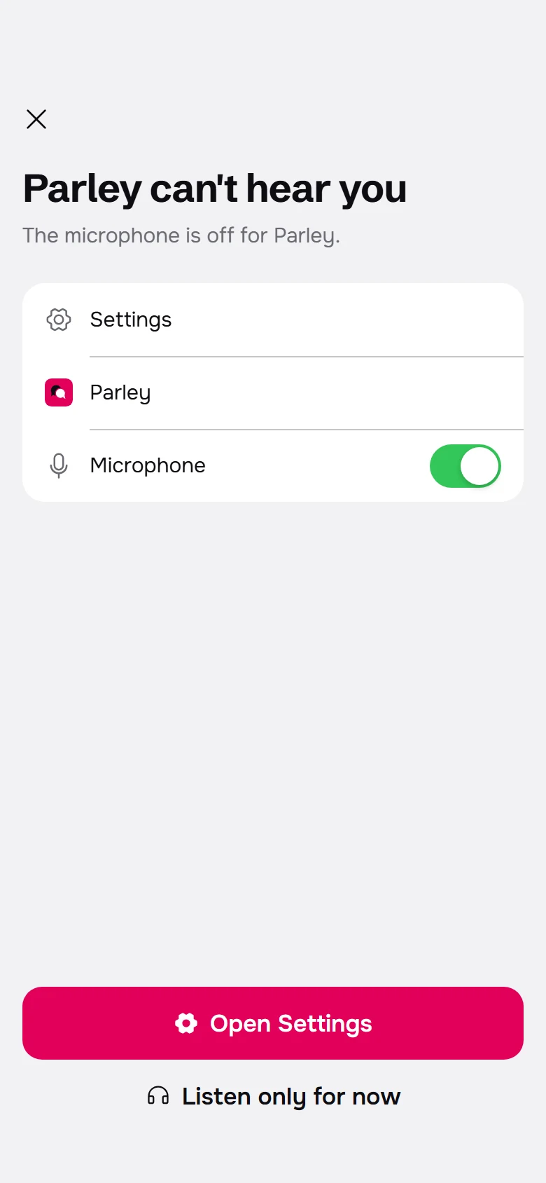 Parley Microphone Off preview