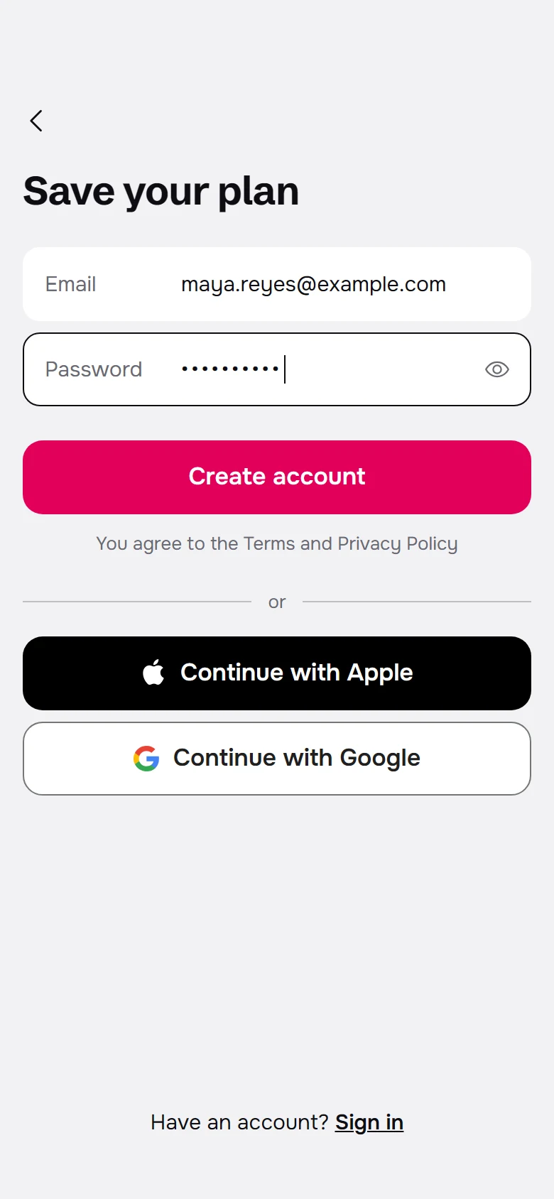 Parley Sign Up preview