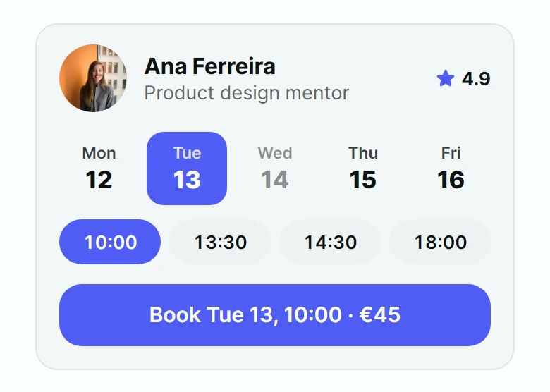 Persona Mentor Booking Card preview