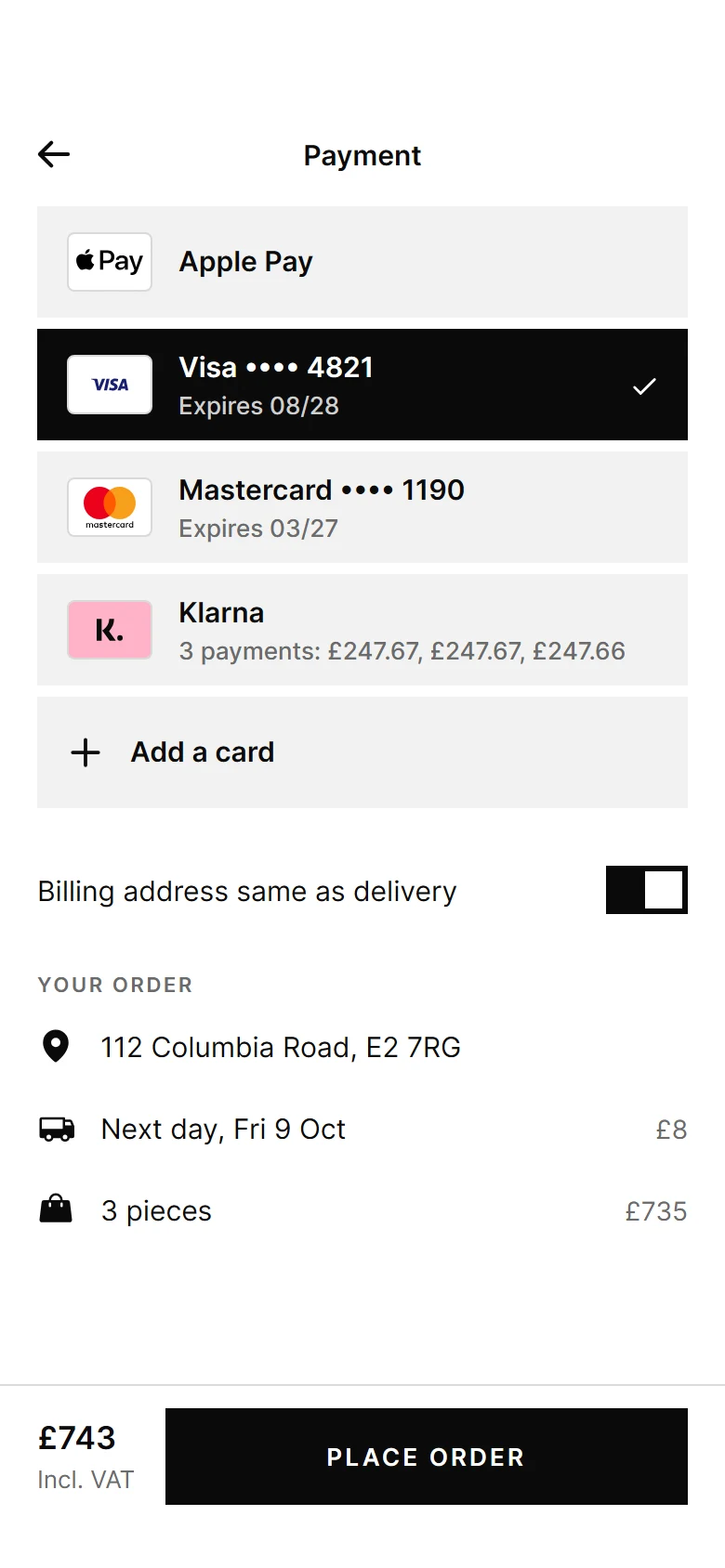 Placket Payment preview