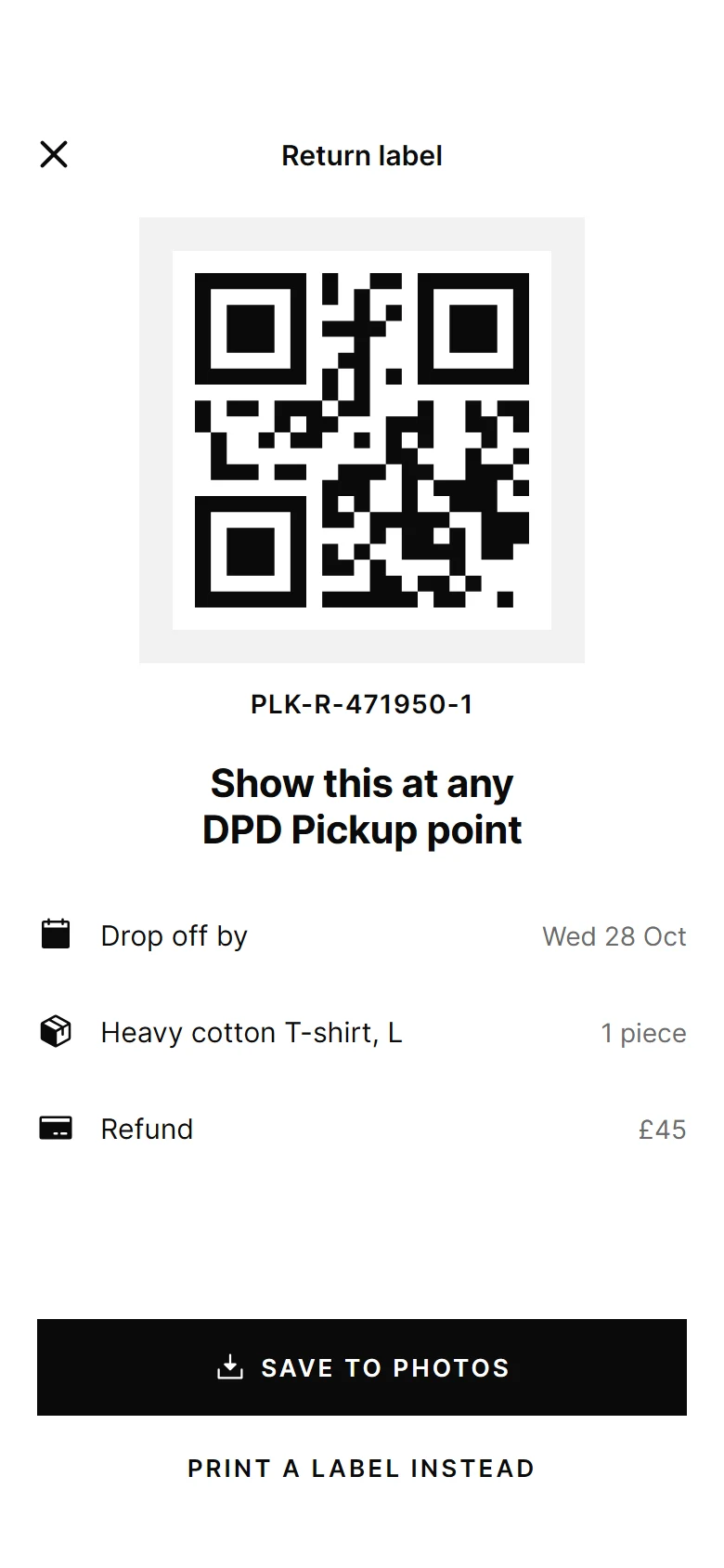 Placket Return Label preview