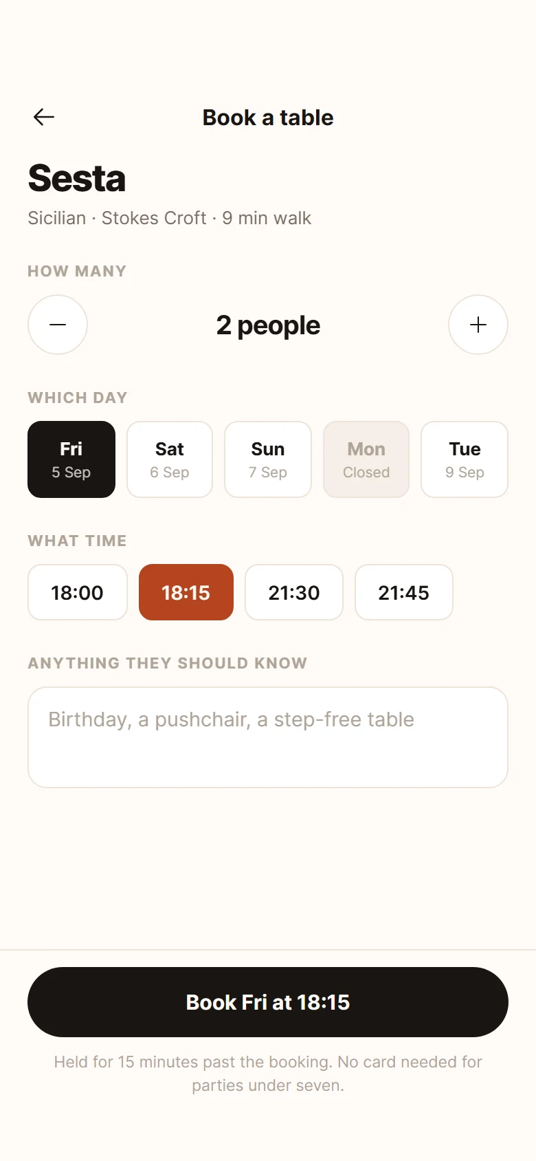 Vista previa de Plate Table Booking