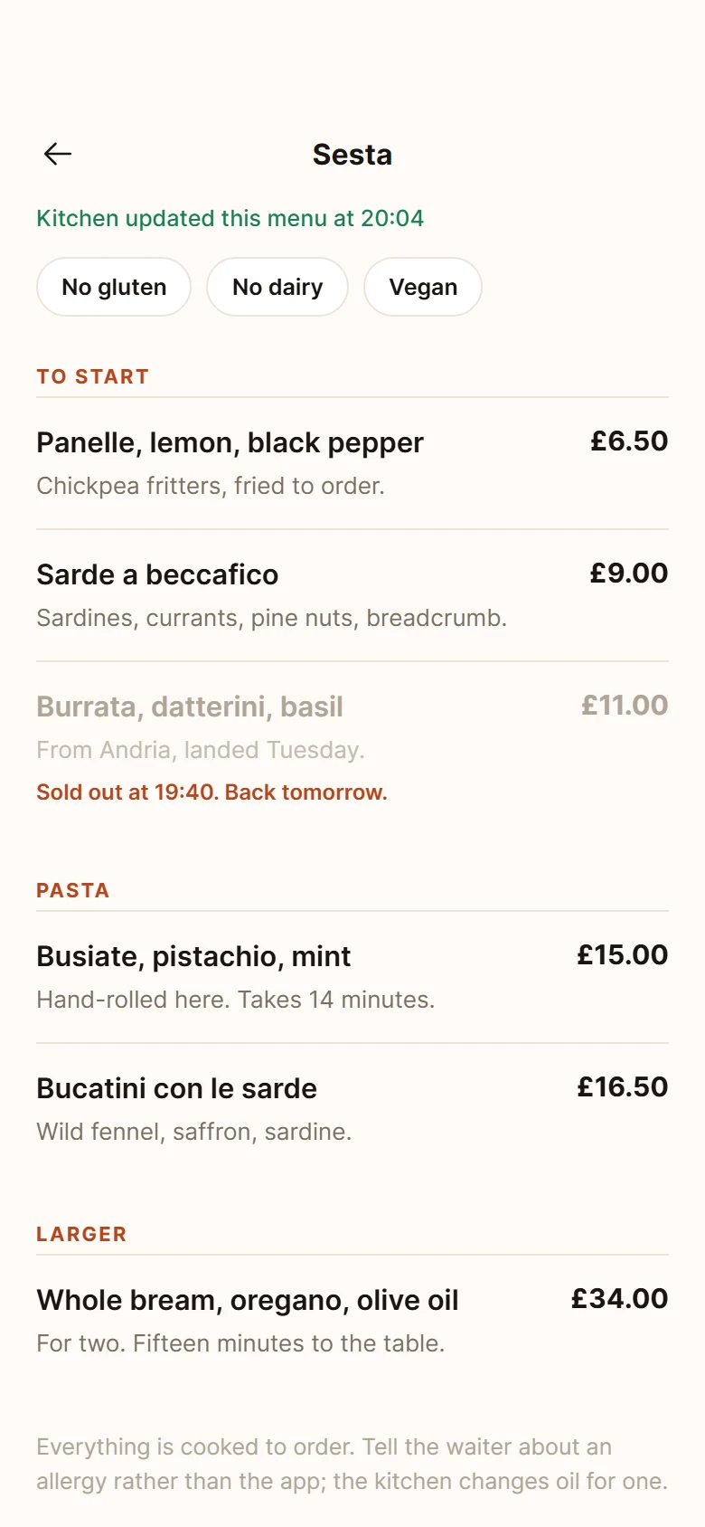 Vista previa de Plate Live Menu
