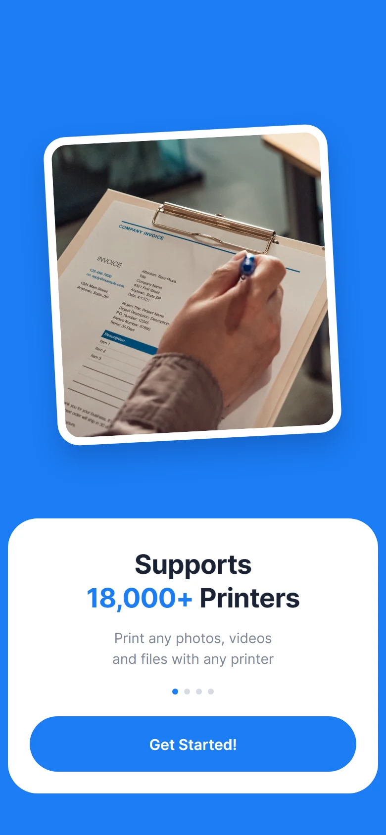 Platen Print Onboarding preview