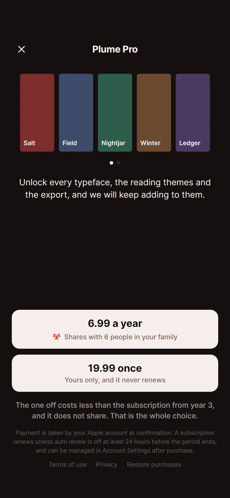Plume Yearly Or Once preview