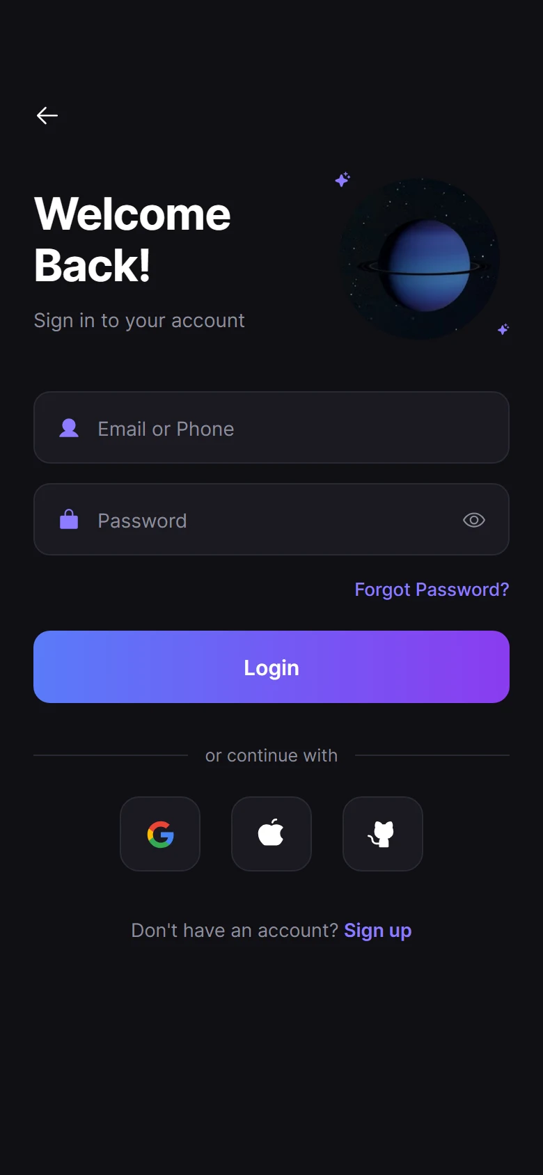 Portal Dark Login preview