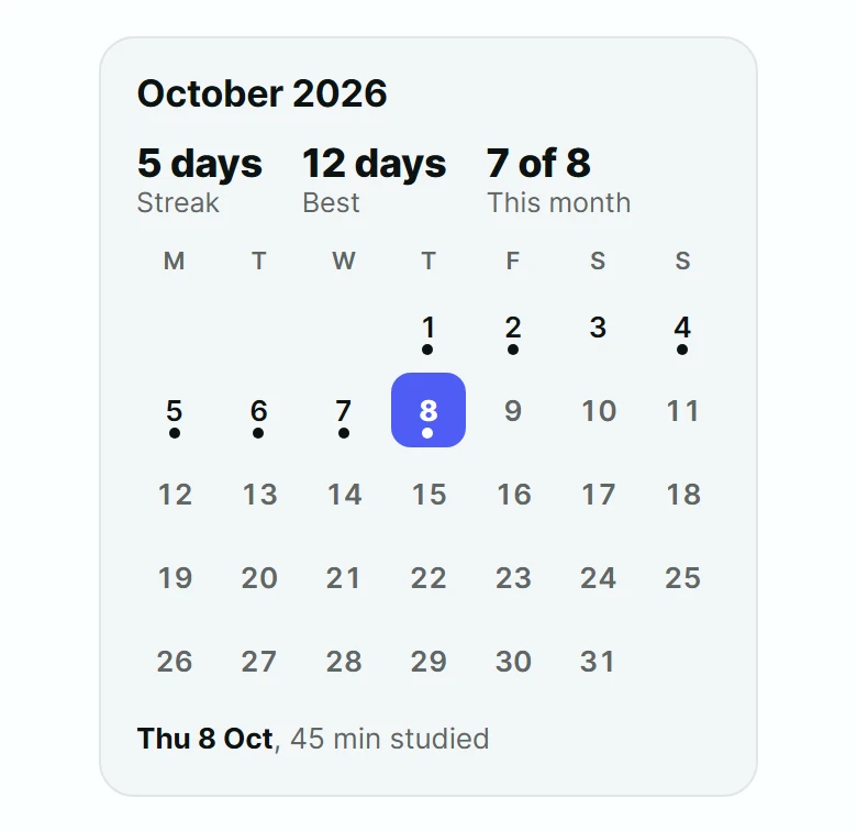 Primer Streak Calendar Card preview
