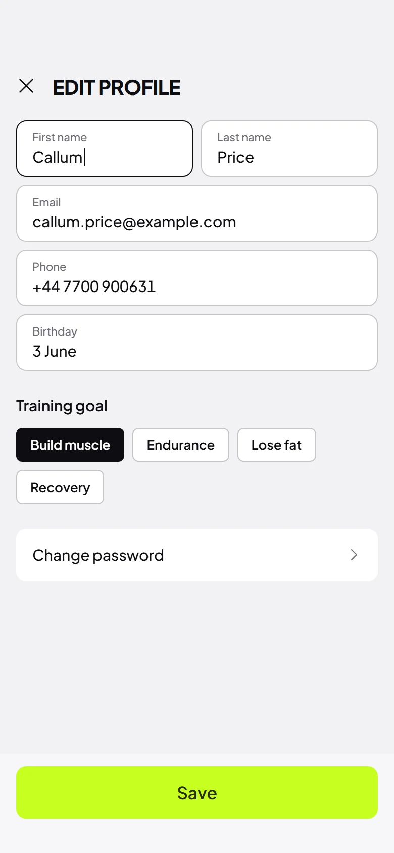 Pulse Store Edit Profile preview
