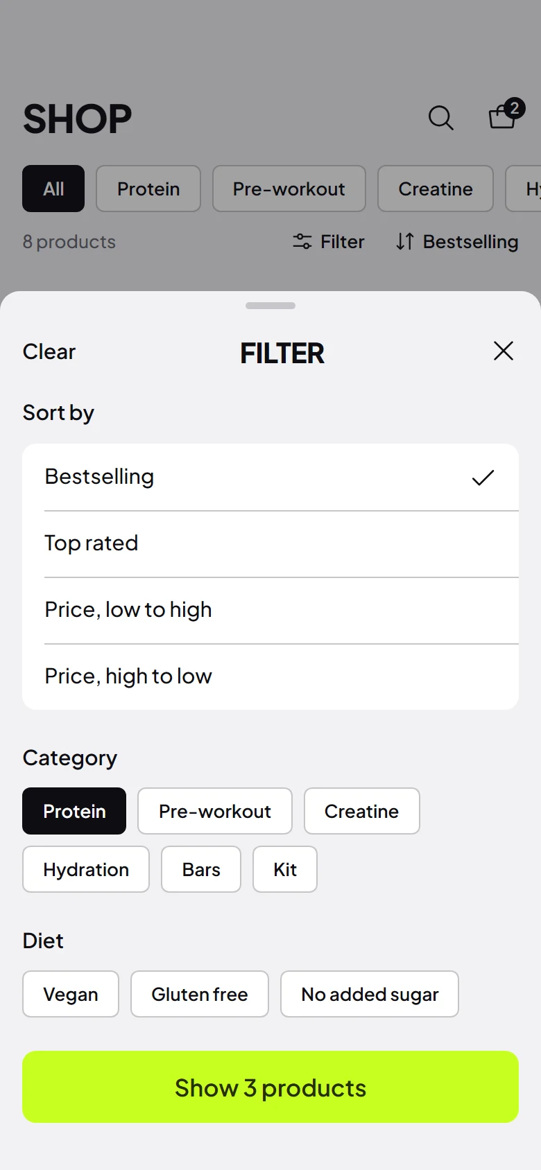 Pulse Store Filters preview