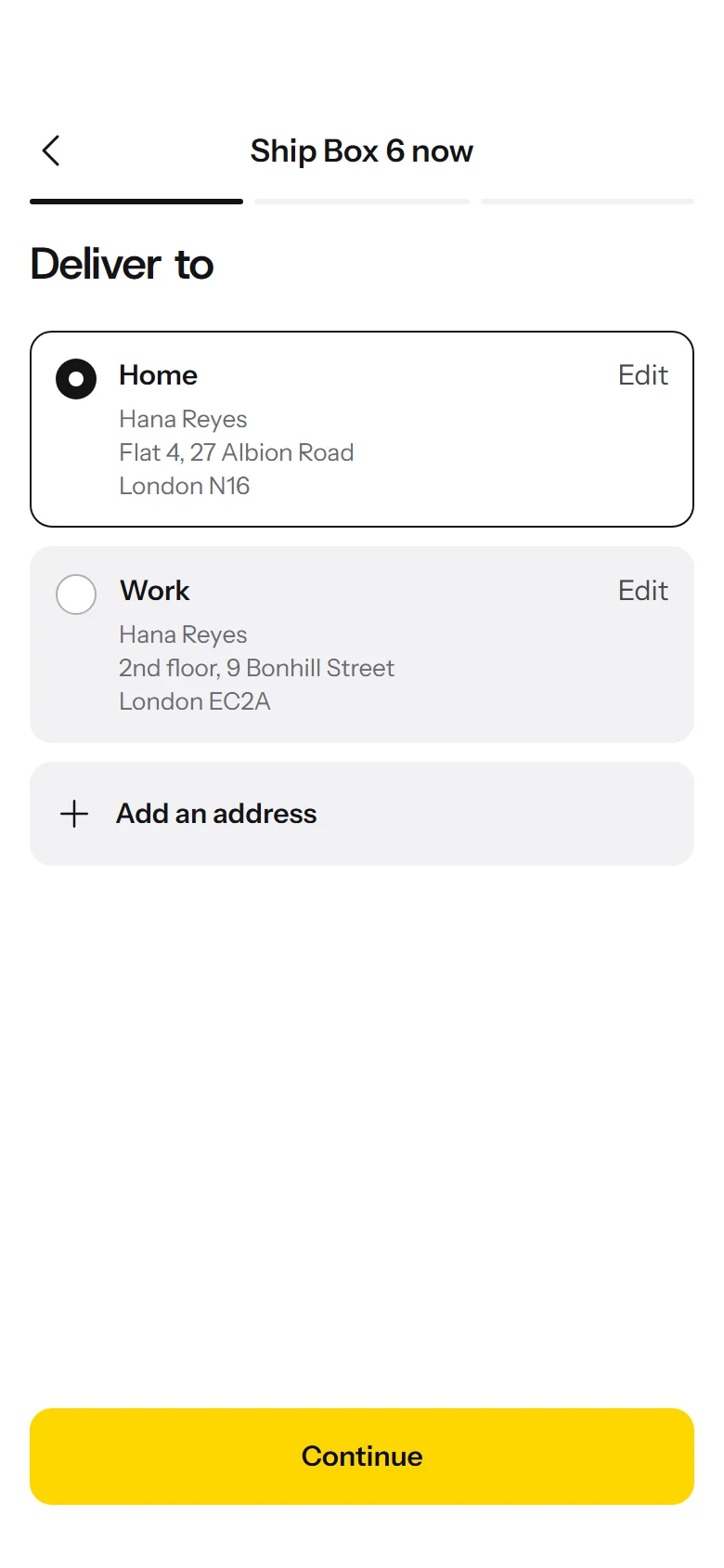 Pure Store Delivery Address preview