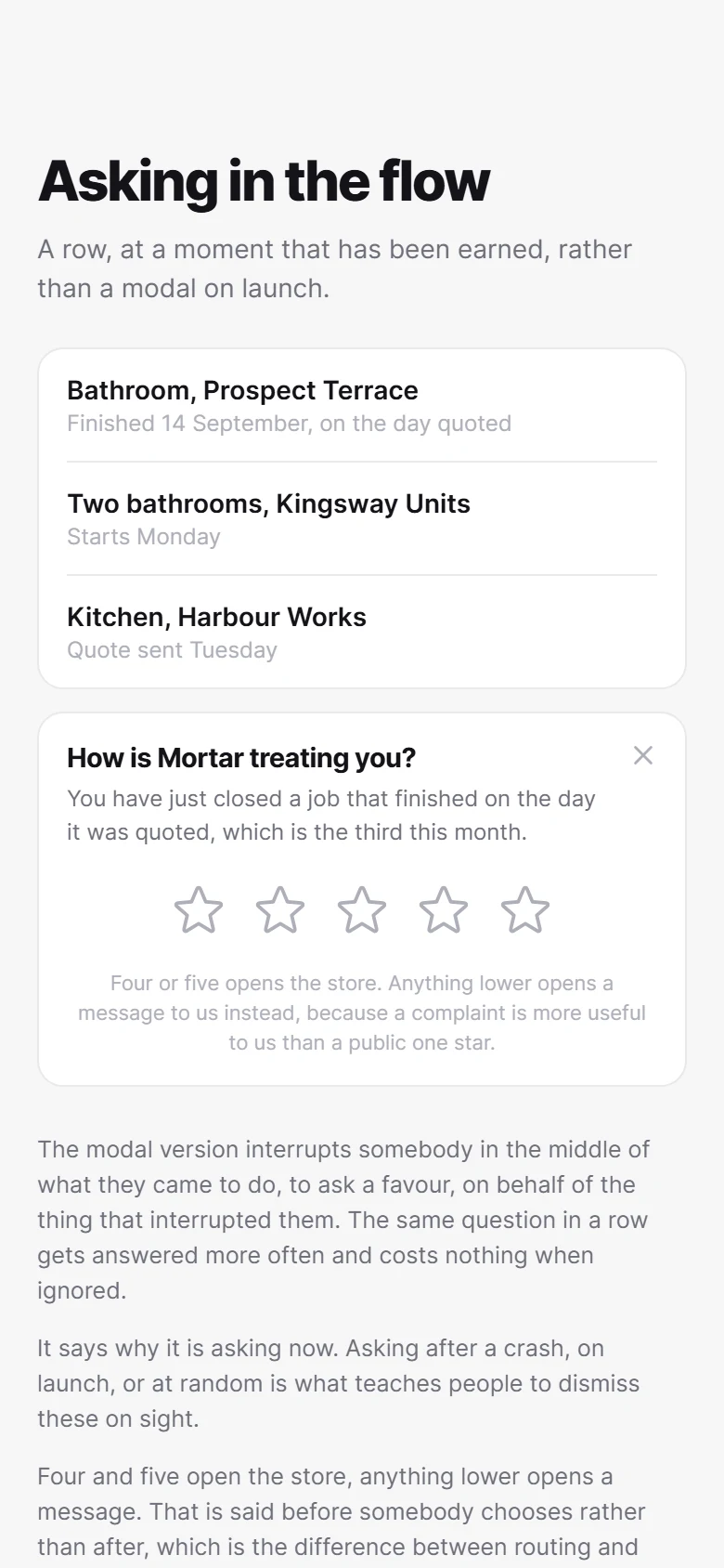 Asking for a rating preview