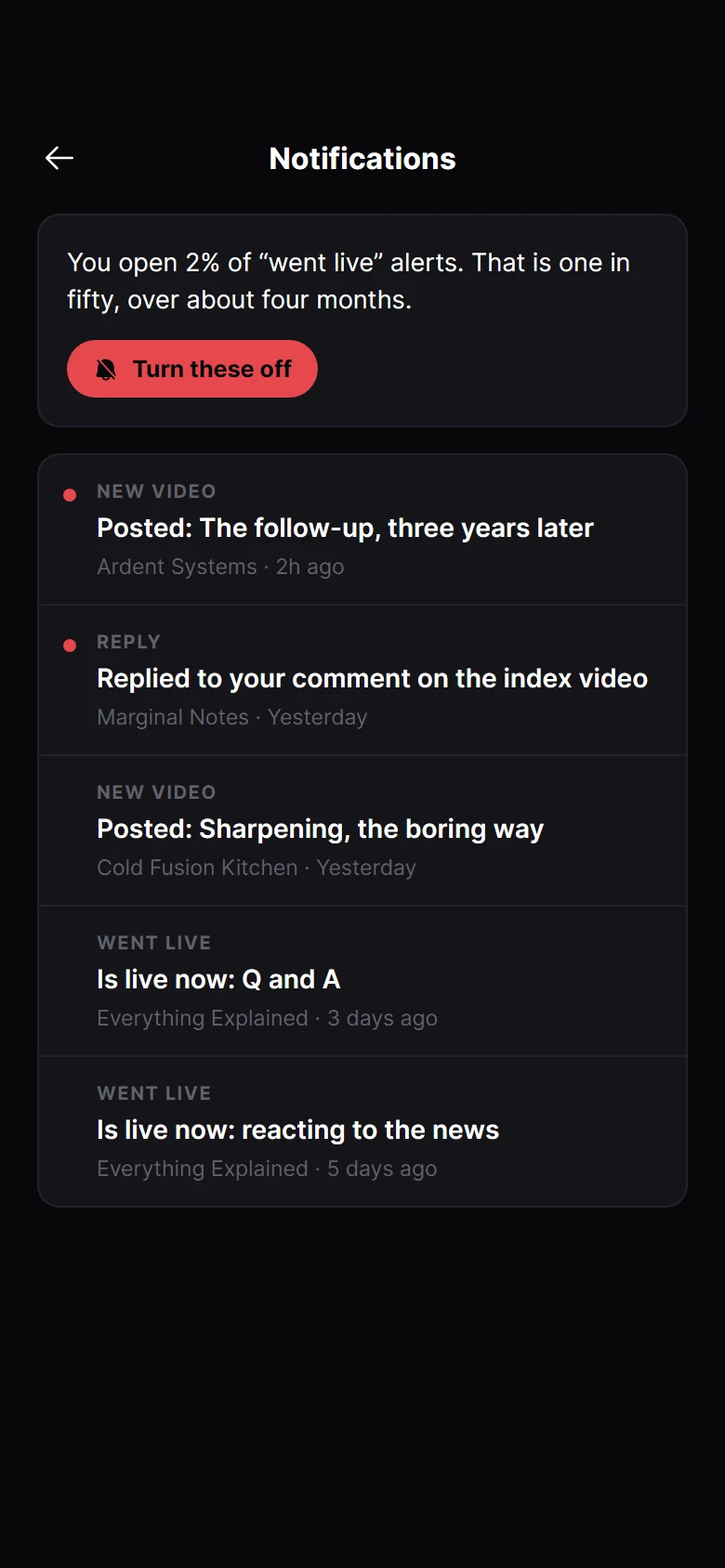 Vista previa de Reel Notifications
