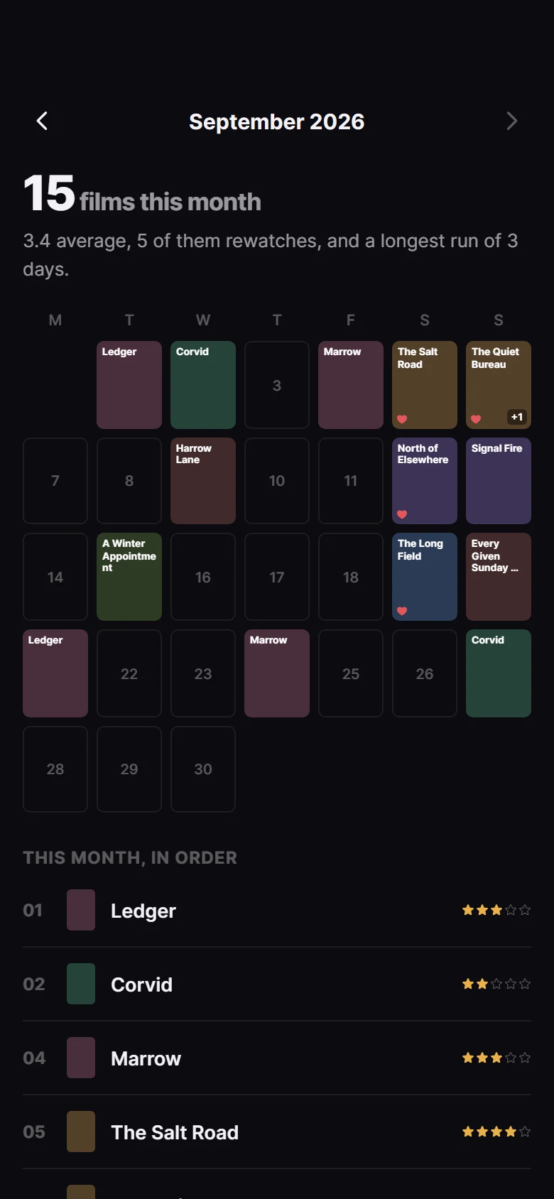 Vista previa de Reelist Diary Month