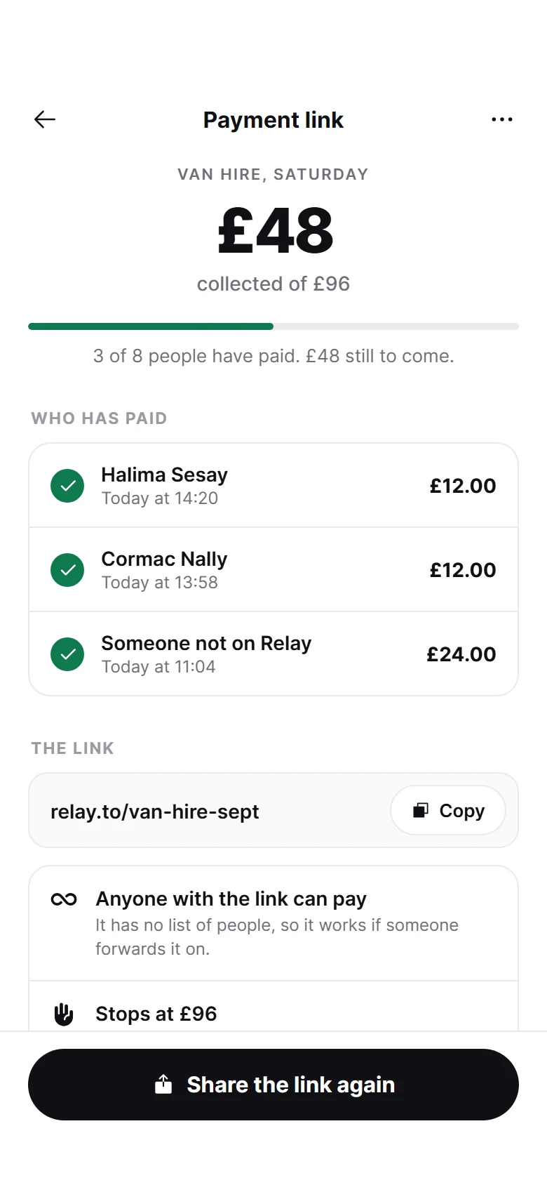 Vorschau von Relay Payment Link