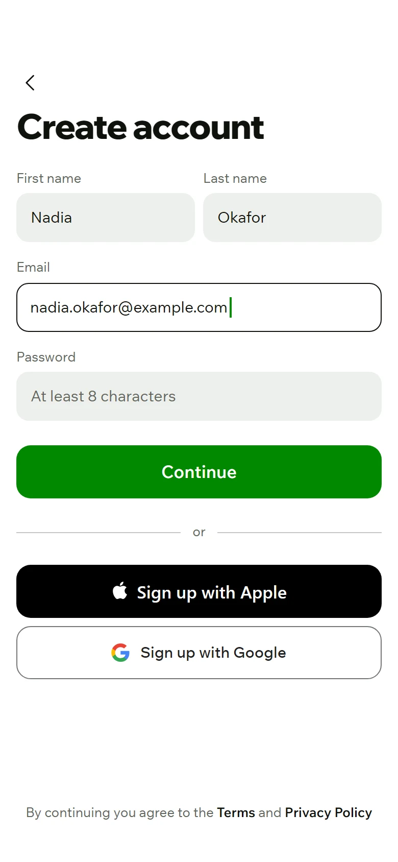 Romp Store Create Account preview