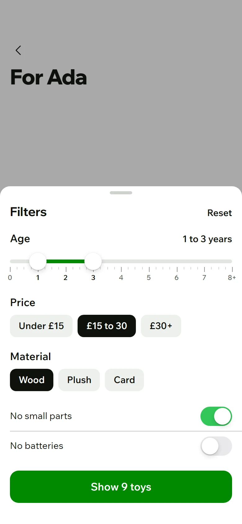 Romp Store Filters preview