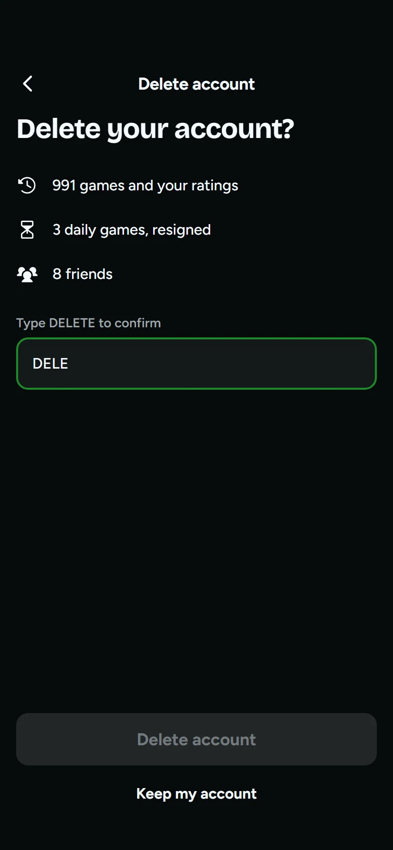 Rook Delete Account preview