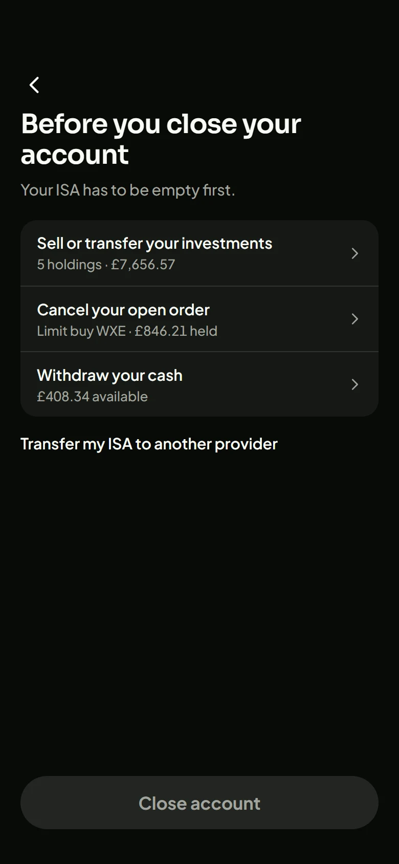 Xem trước Sable Close Account