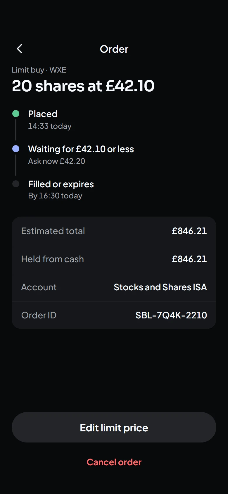 Sable Pending Order preview
