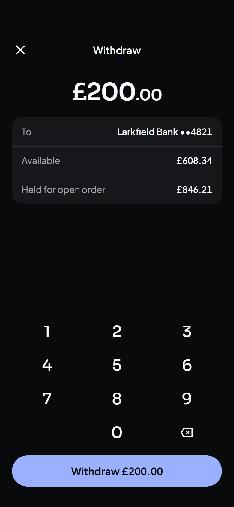 Sable Withdraw preview