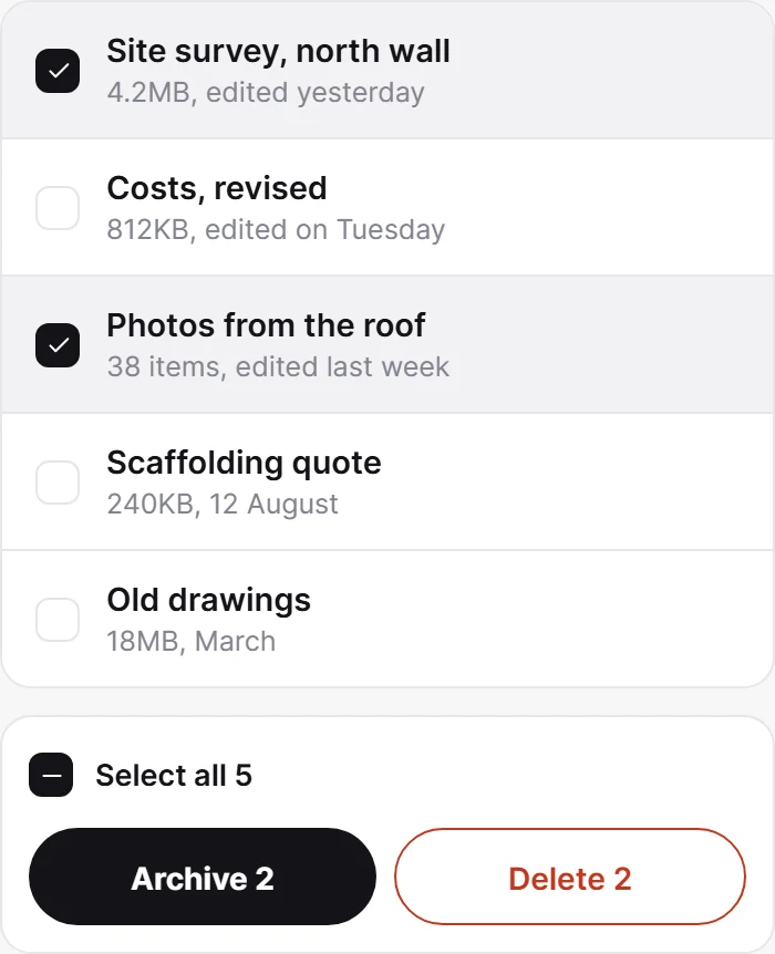 Multi-select preview