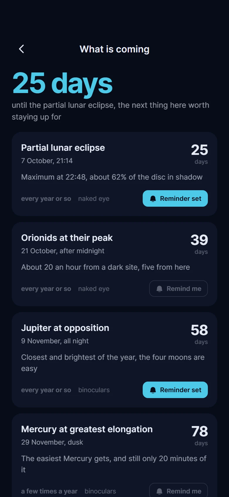 Sextant Sky Events preview
