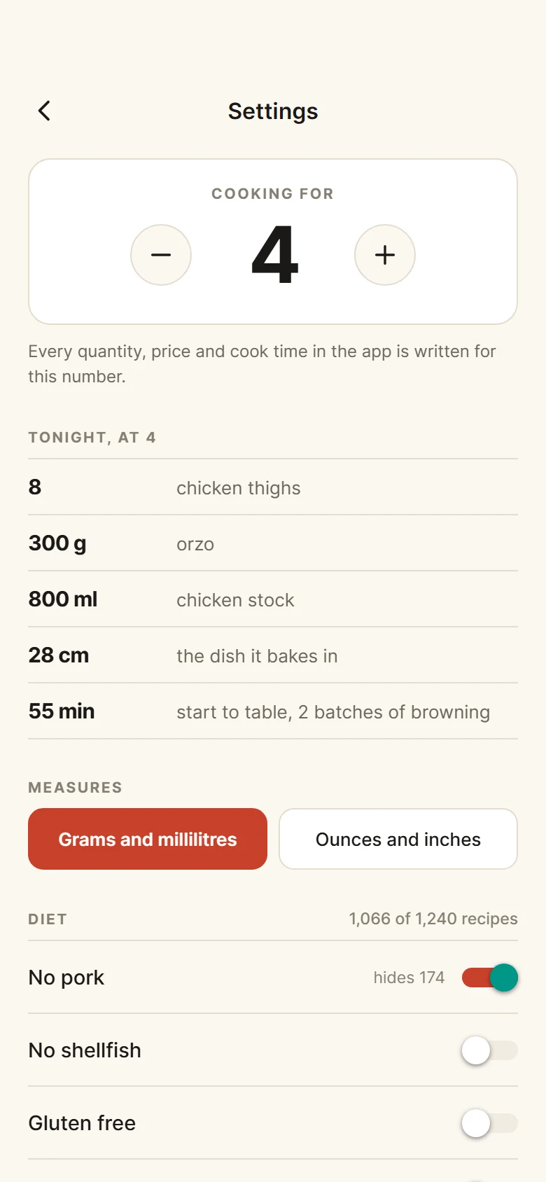 Skillet Settings preview