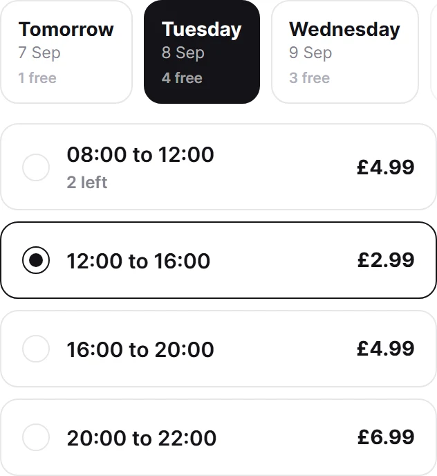 Delivery Slot preview