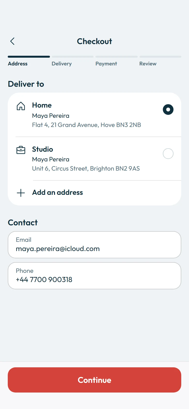 Sol Store Delivery Address preview