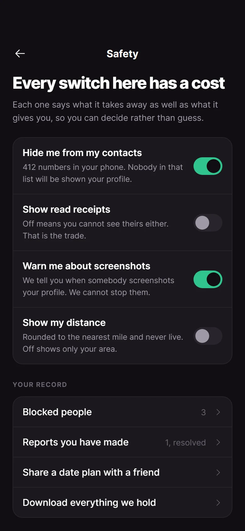 Vista previa de Spark Safety Settings