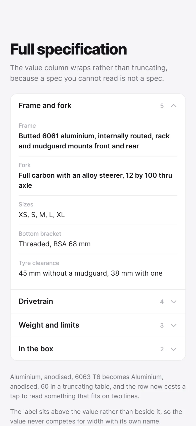 Podgląd Specifications