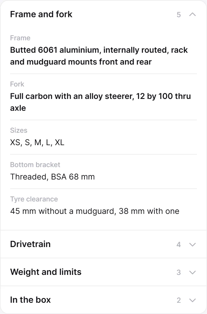 Specifications preview