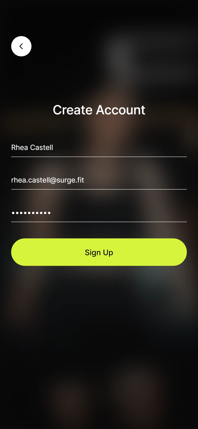 Surge Create Account preview