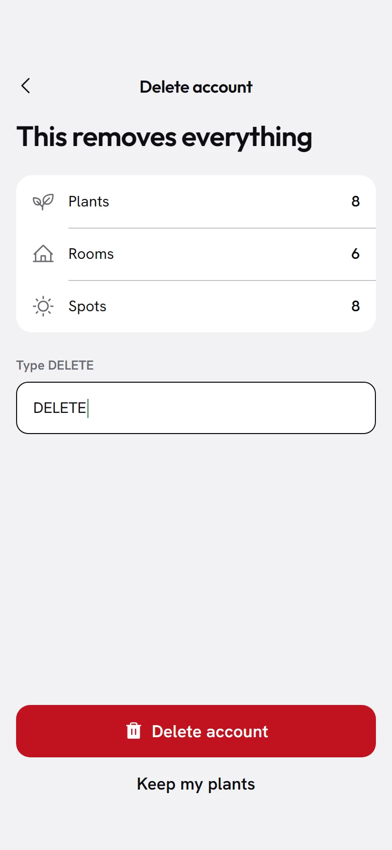 Tendril Delete Account preview