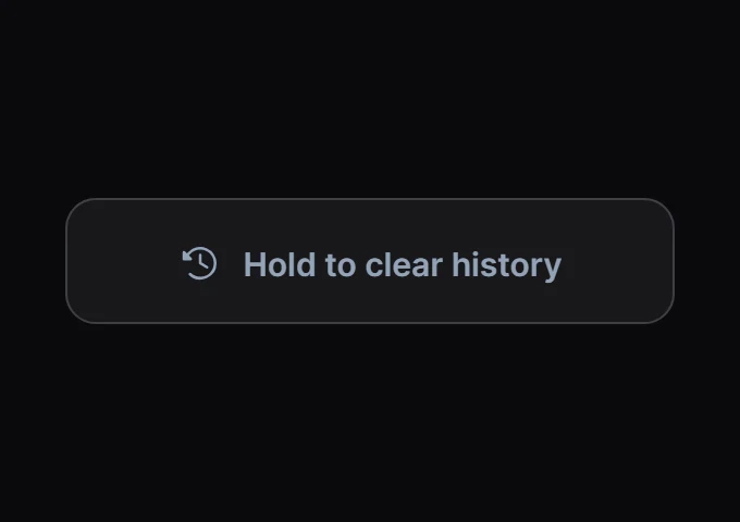 Tether Hold to clear history preview