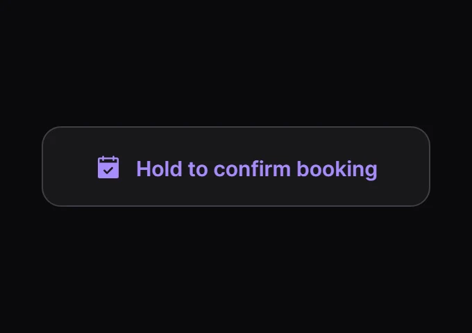 Tether Hold to confirm booking preview