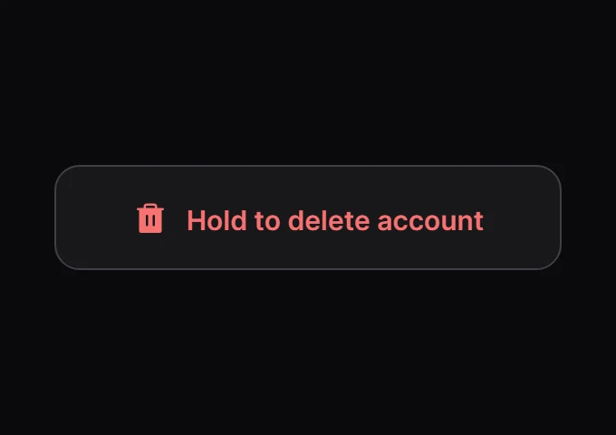 Tether Hold to delete account preview