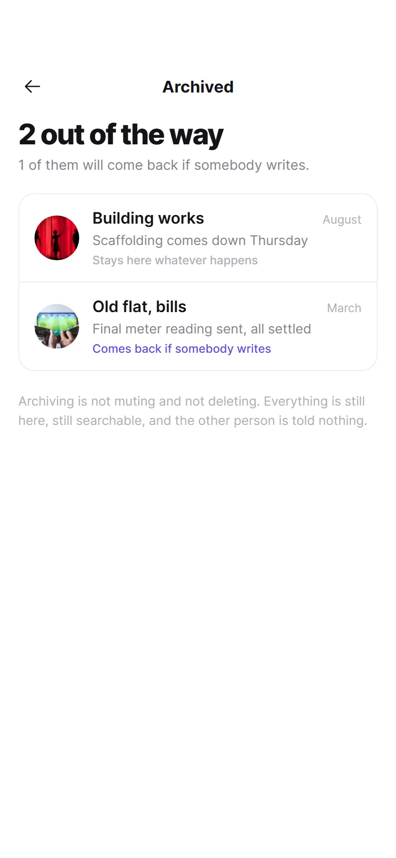 Vorschau von Thread Archived Chats