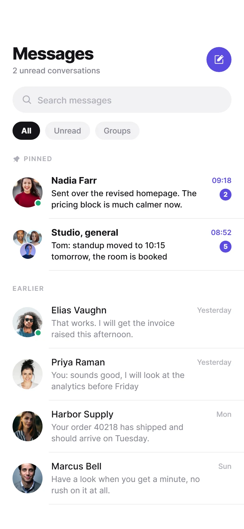 Thread Inbox önizlemesi