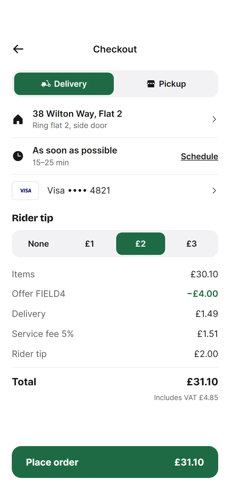 Tiffin Checkout preview